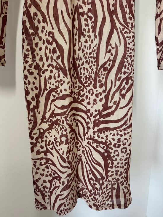 AFRM Shailene Sheer Dress in Taupe Animal XS - Picture 5 of 7